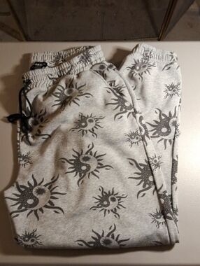 Streetwear Society Gray Sun & Yin Yang Print Track Joggers